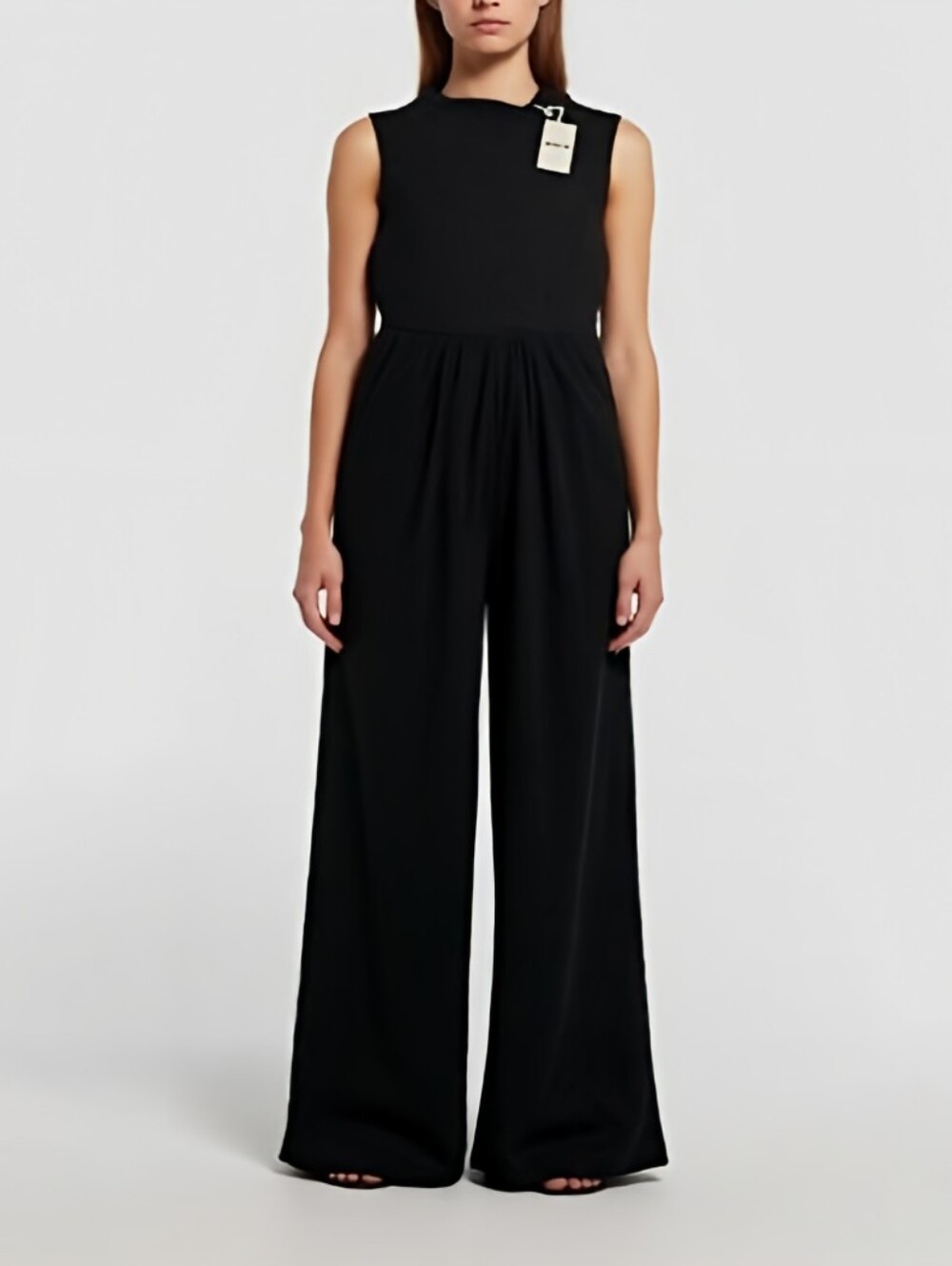 Brand New Pact Gianna Organic Cotton Wide Leg Jumpsuit Minimalist Natural BLK LG